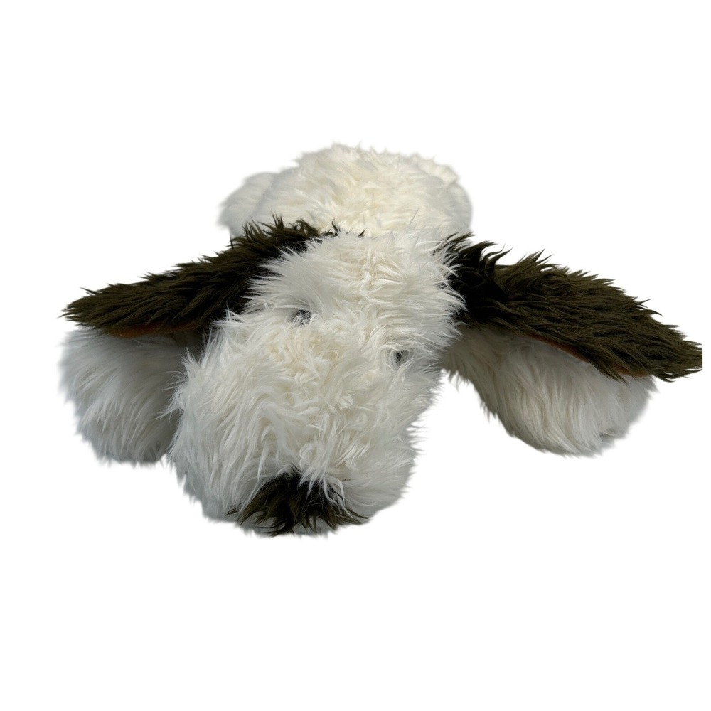 Vtg 90s BAB Build-A-Bear Dog White Brown Shaggy Floppy 19" Plush Laying Down